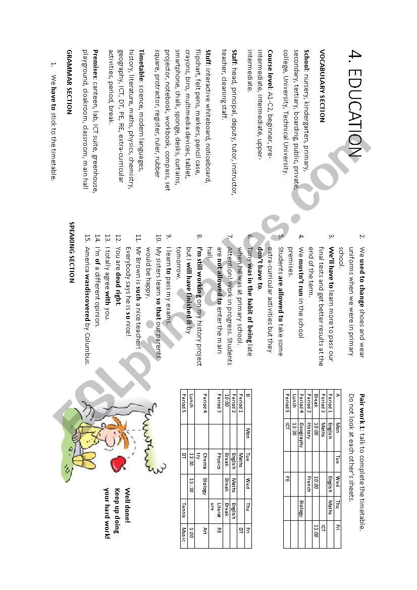 Education worksheet