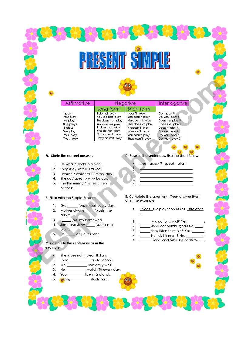 Present Simple worksheet