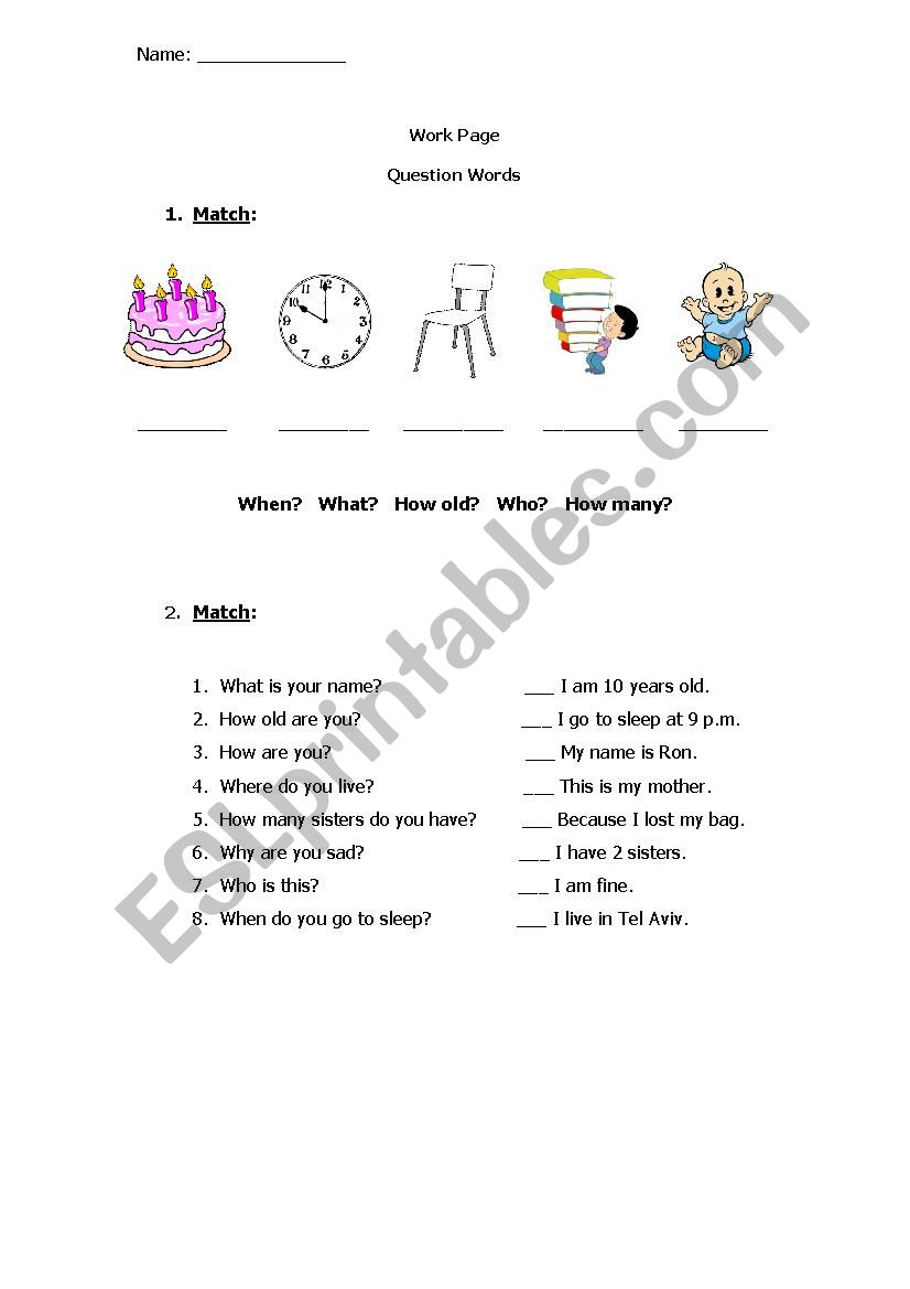 Wh-words worksheet