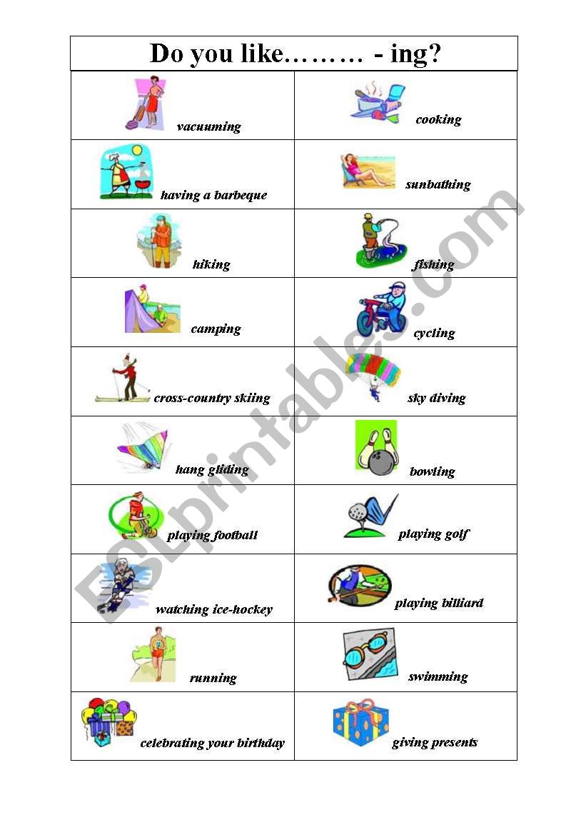 likes and dislikes worksheet