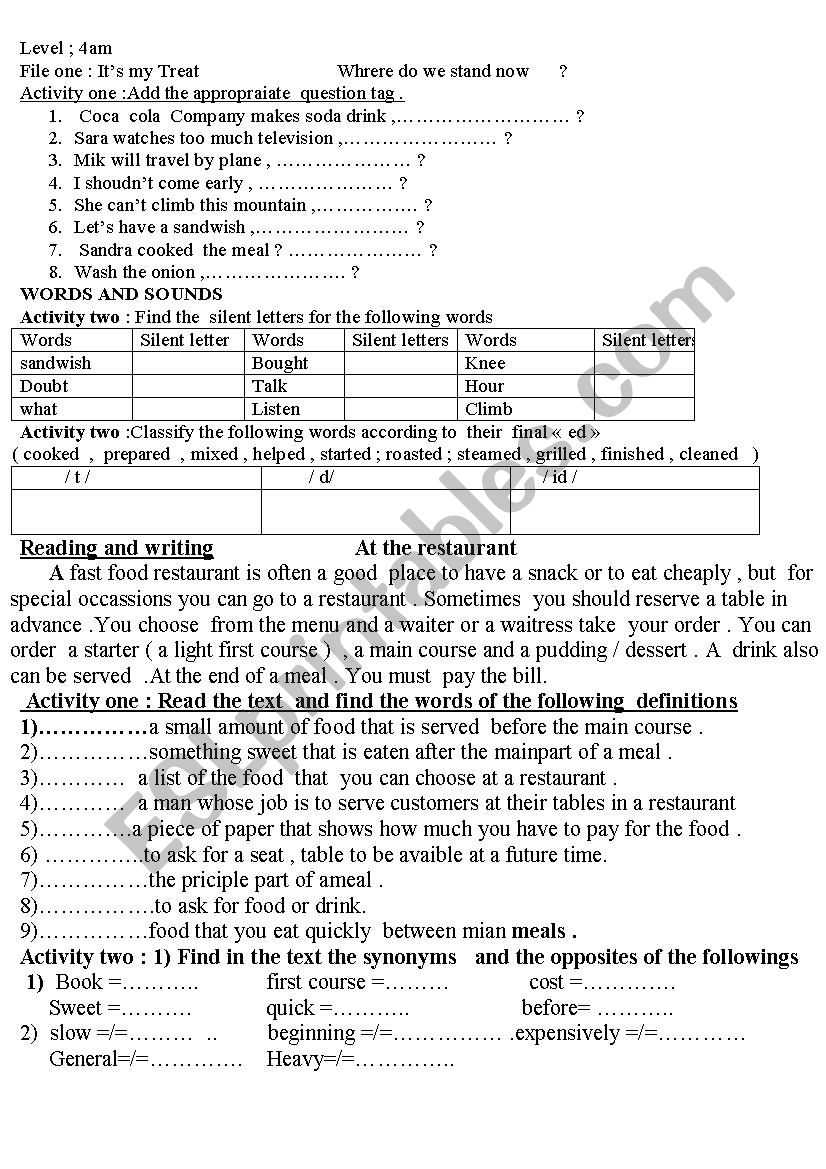 general revision  worksheet