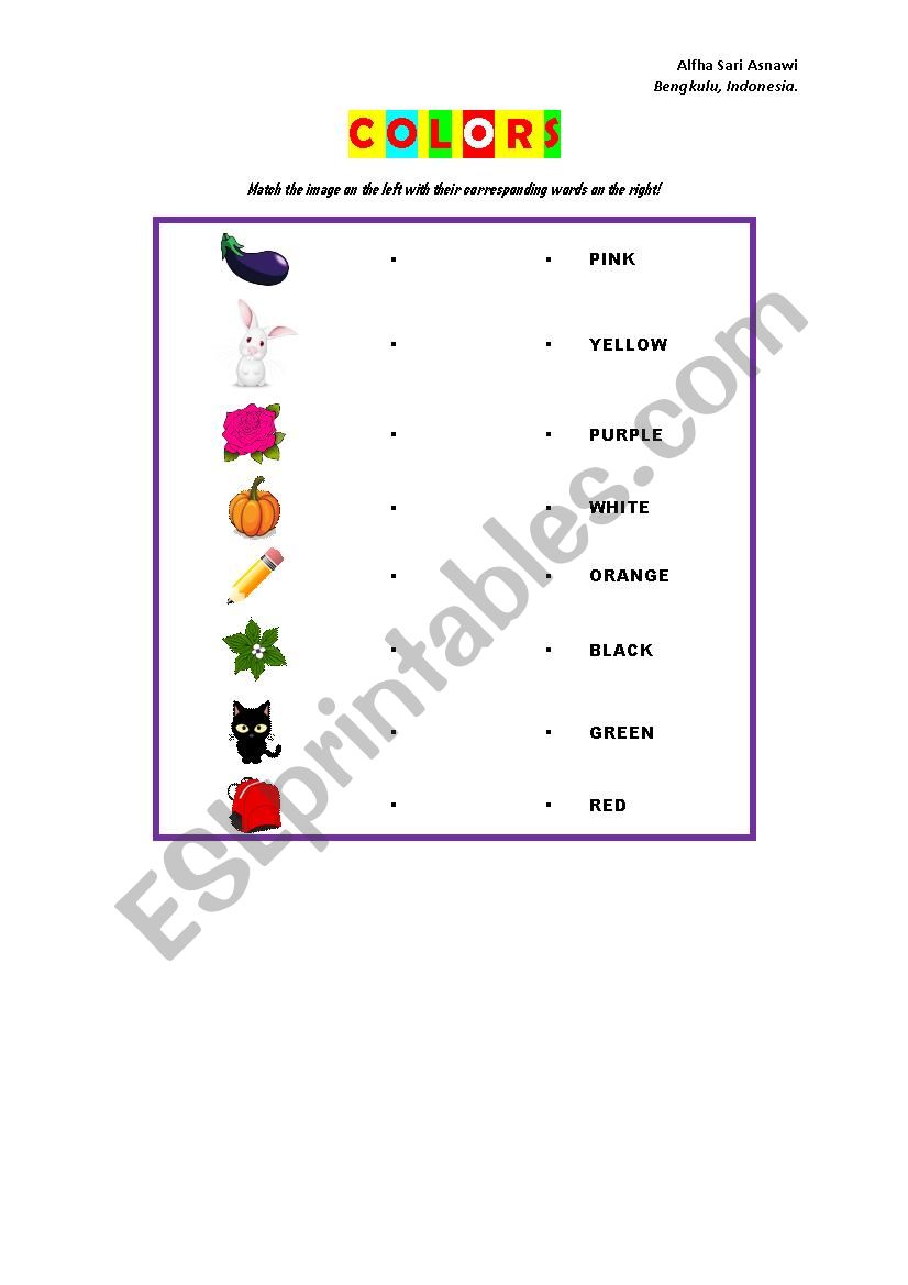 Colors worksheet