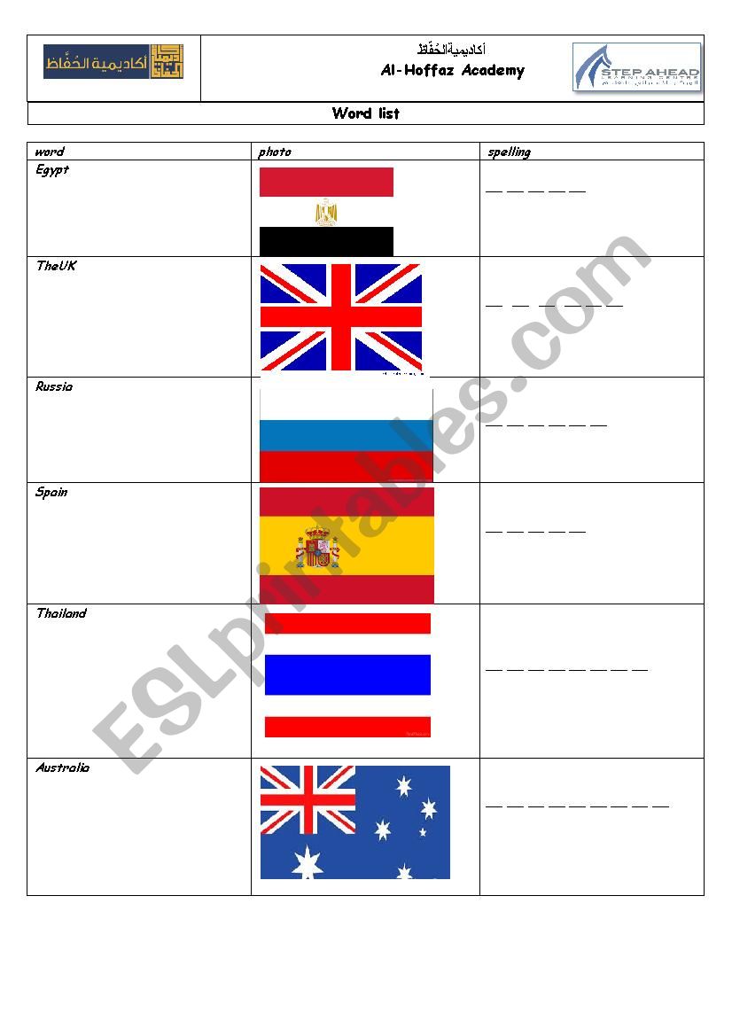 Country worksheet worksheet