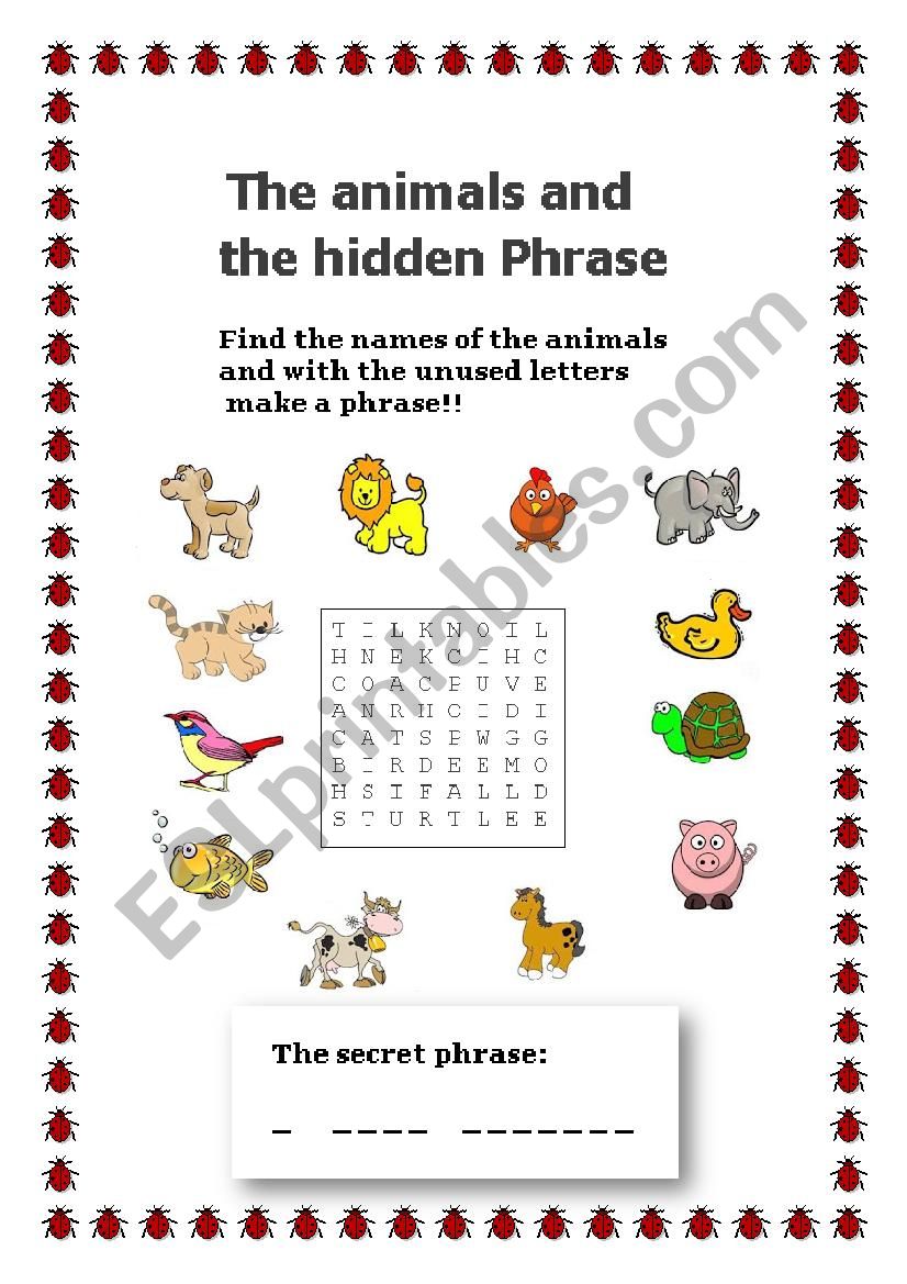 The animals and the hidden phrase