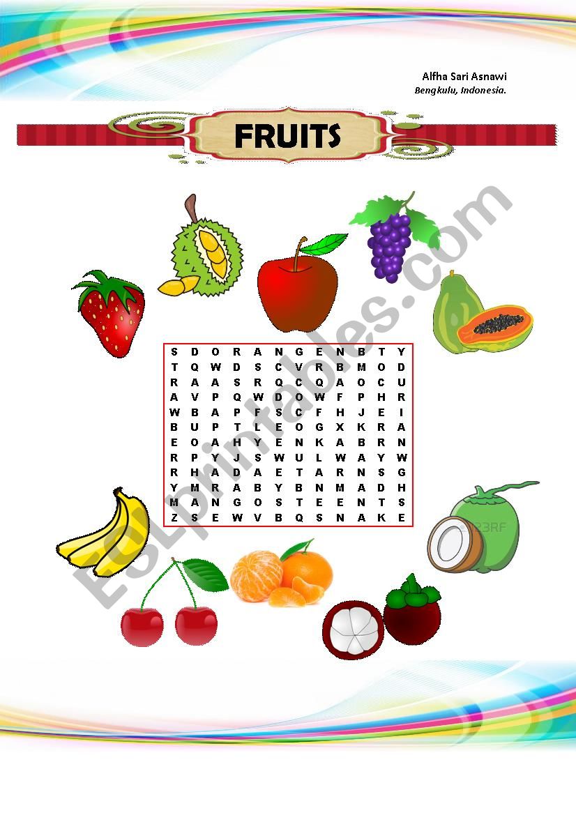 Fruits worksheet