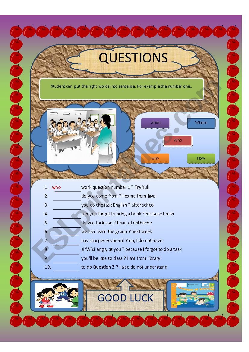 questions worksheet