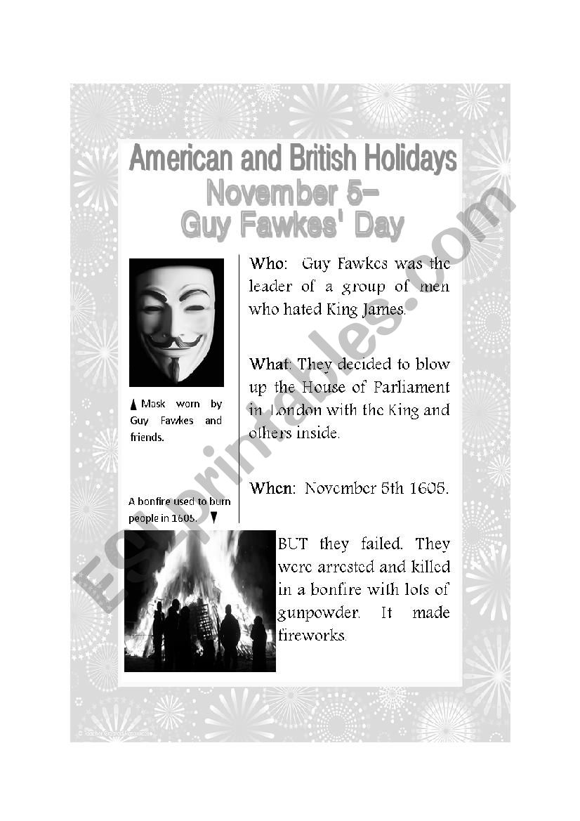 Guy fawkes Poster worksheet