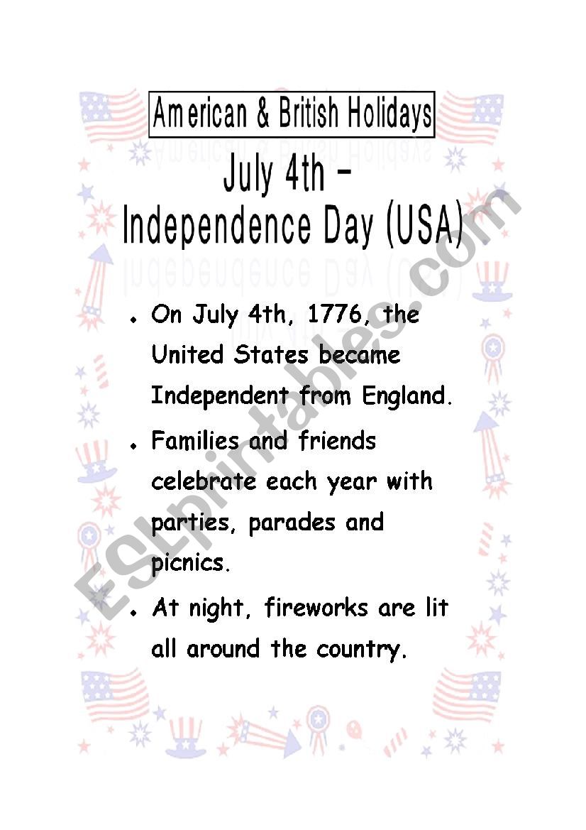 July 4th Poster worksheet