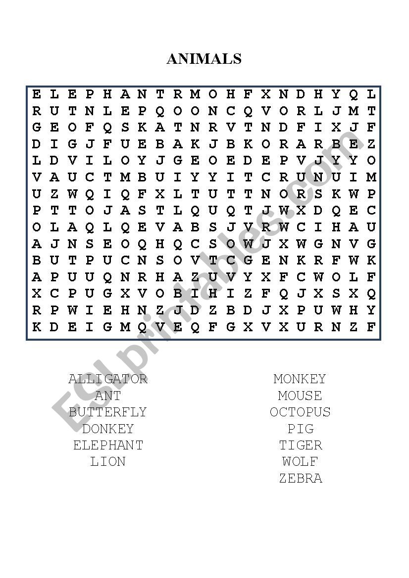 WORDSEARCH  worksheet