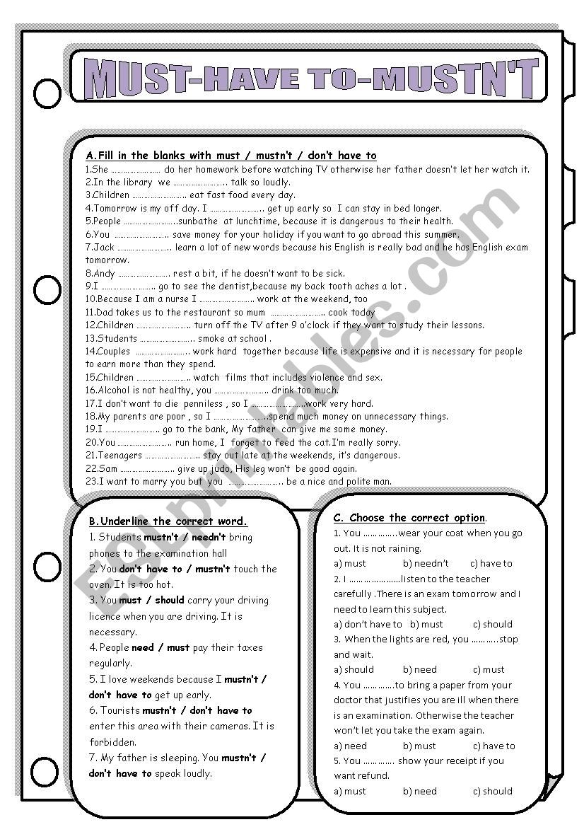 modals of necessity worksheet