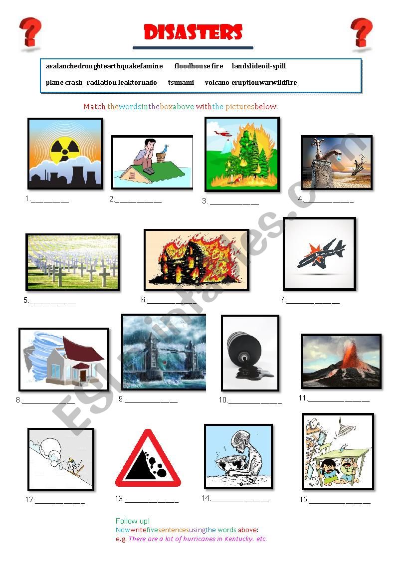 Disasters: Picture matching and reading comprehension