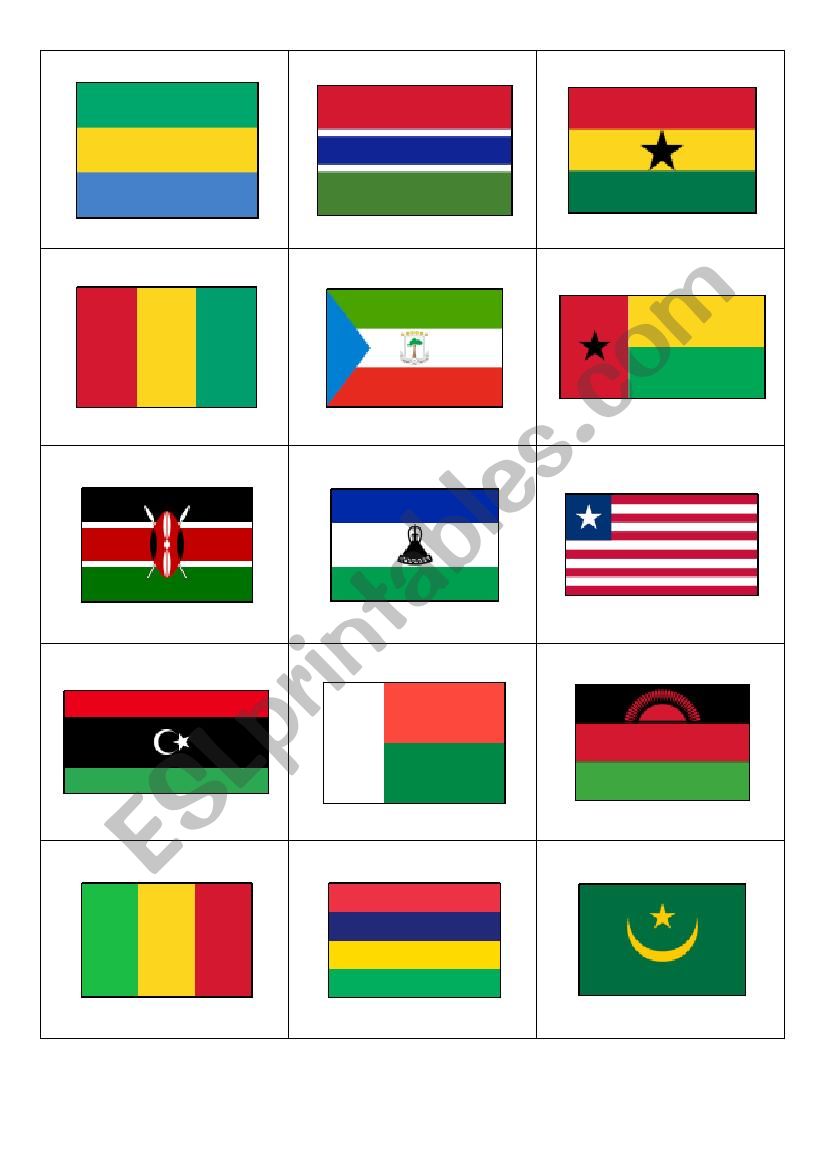 Countries and flags 3 worksheet