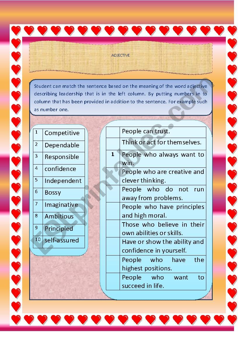 adjective worksheet