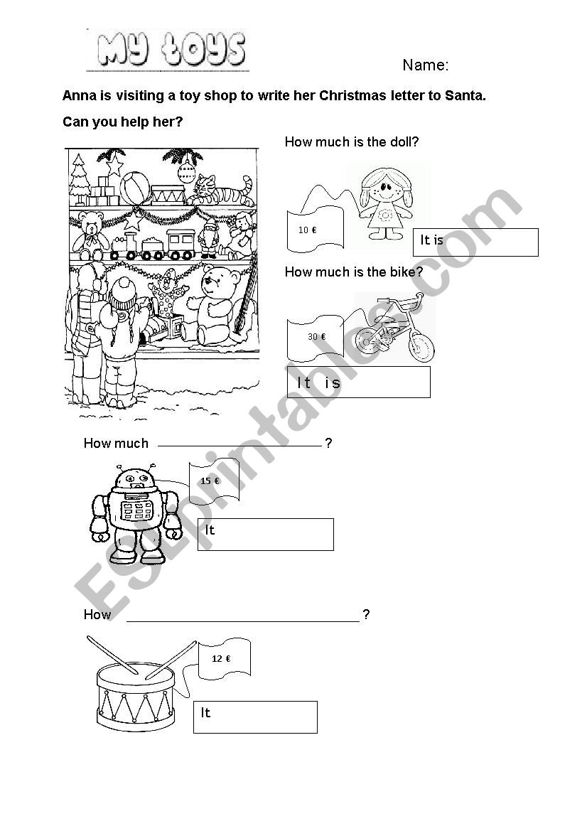 christmas toy shop worksheet