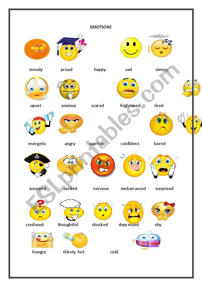 Emotions Pictionary worksheet