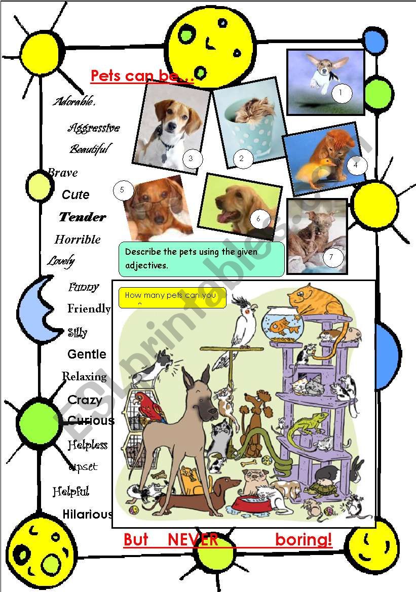 Pets can be ... (adjectives) worksheet