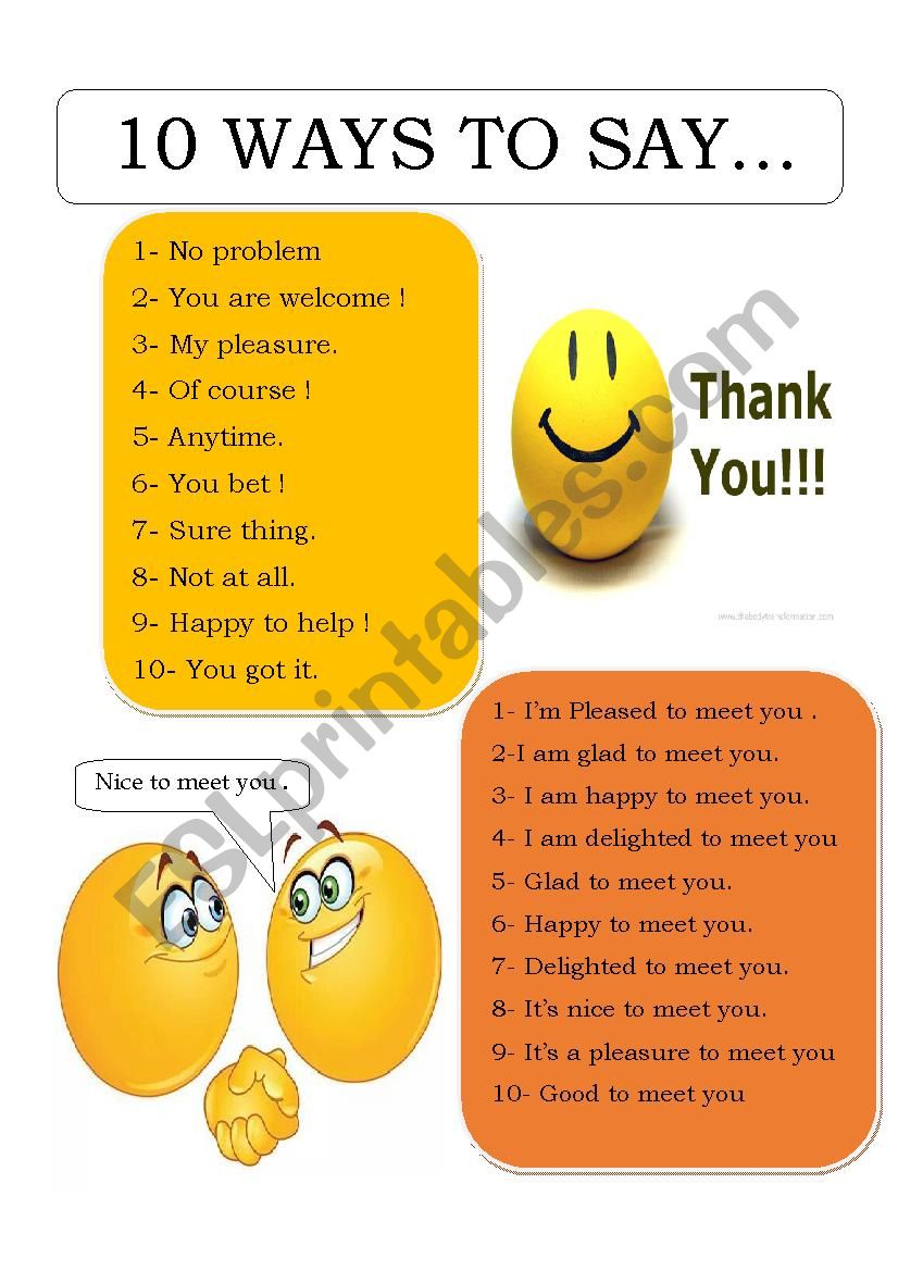 10 WAYS TO SAY THANK YOU AND NICE TO MEET YOY