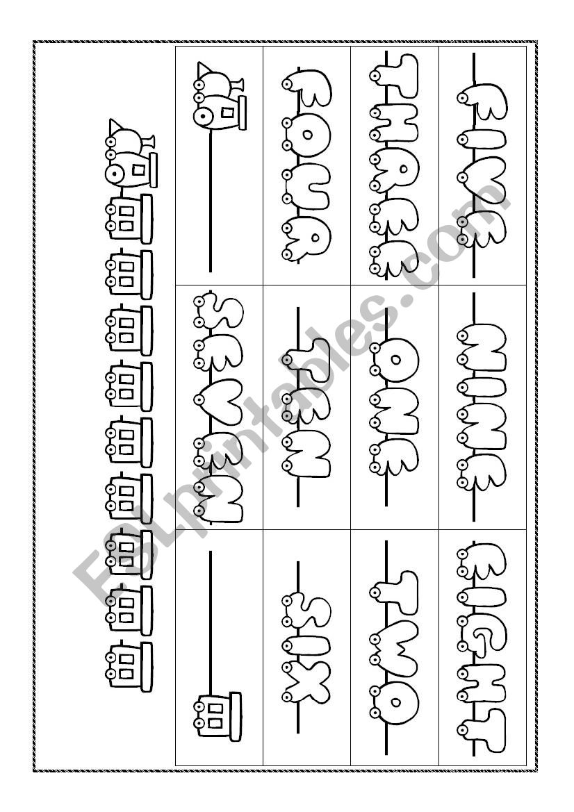 Numbers Train worksheet