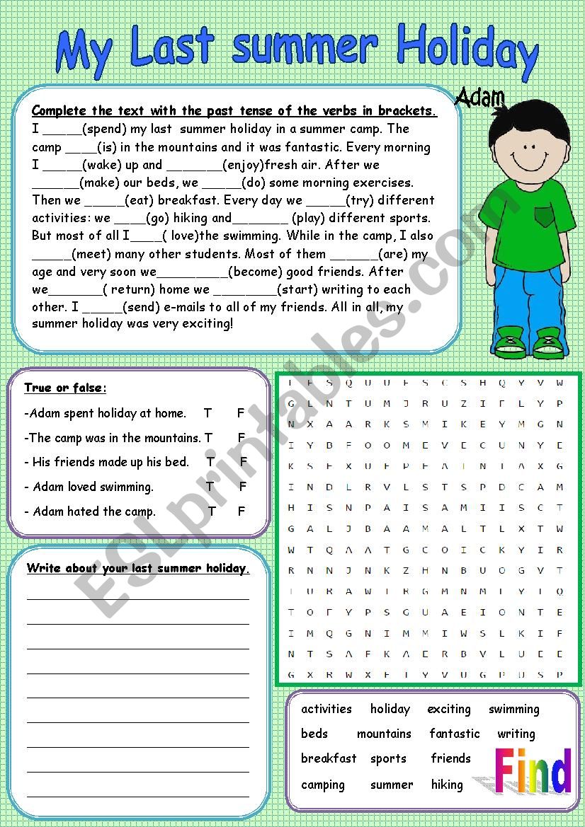 Writing activity 4. Worksheets чтение. My Summer Holidays задания. Задания на английском Summer vacation. Праздники Worksheets.