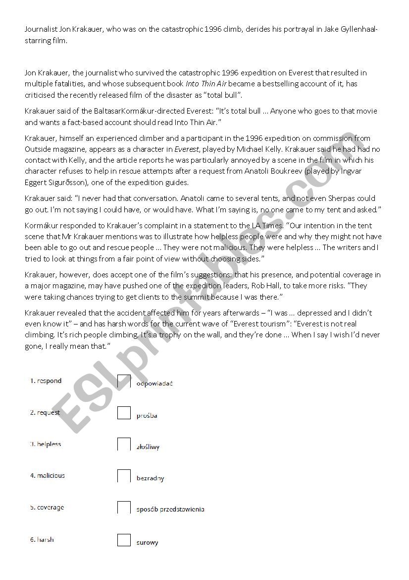 Everest worksheet