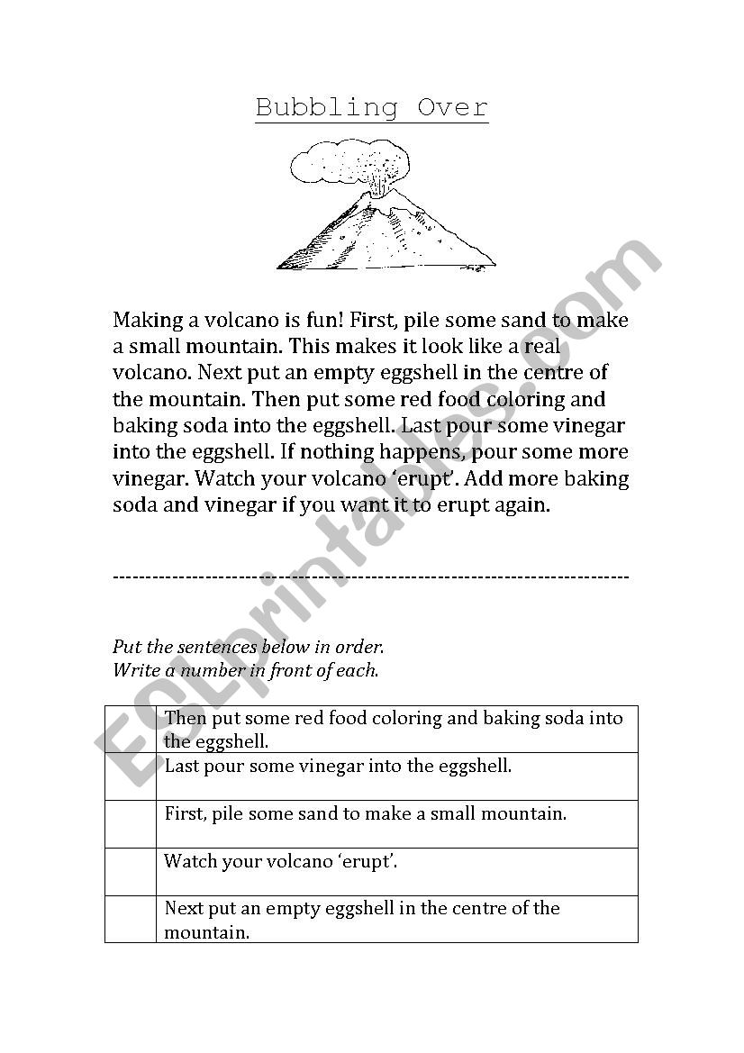 Sequencing worksheet