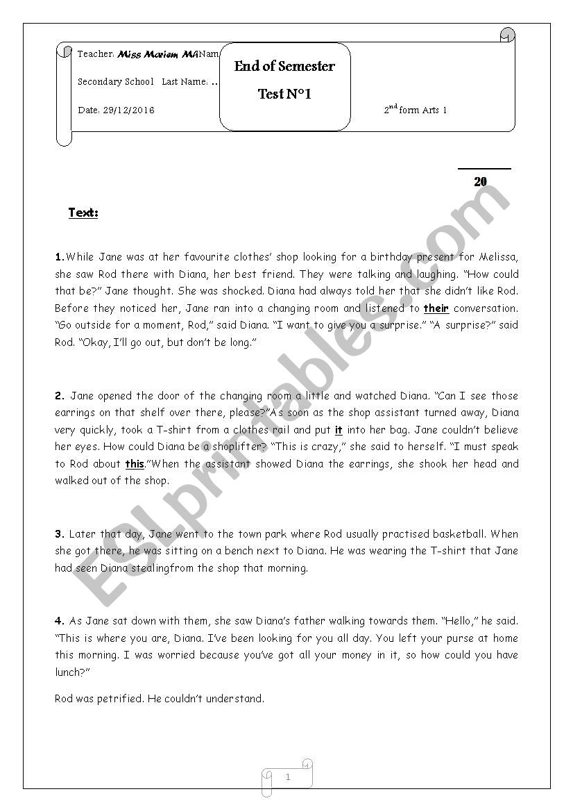 End of Semester Test n 1 2nd form (2)