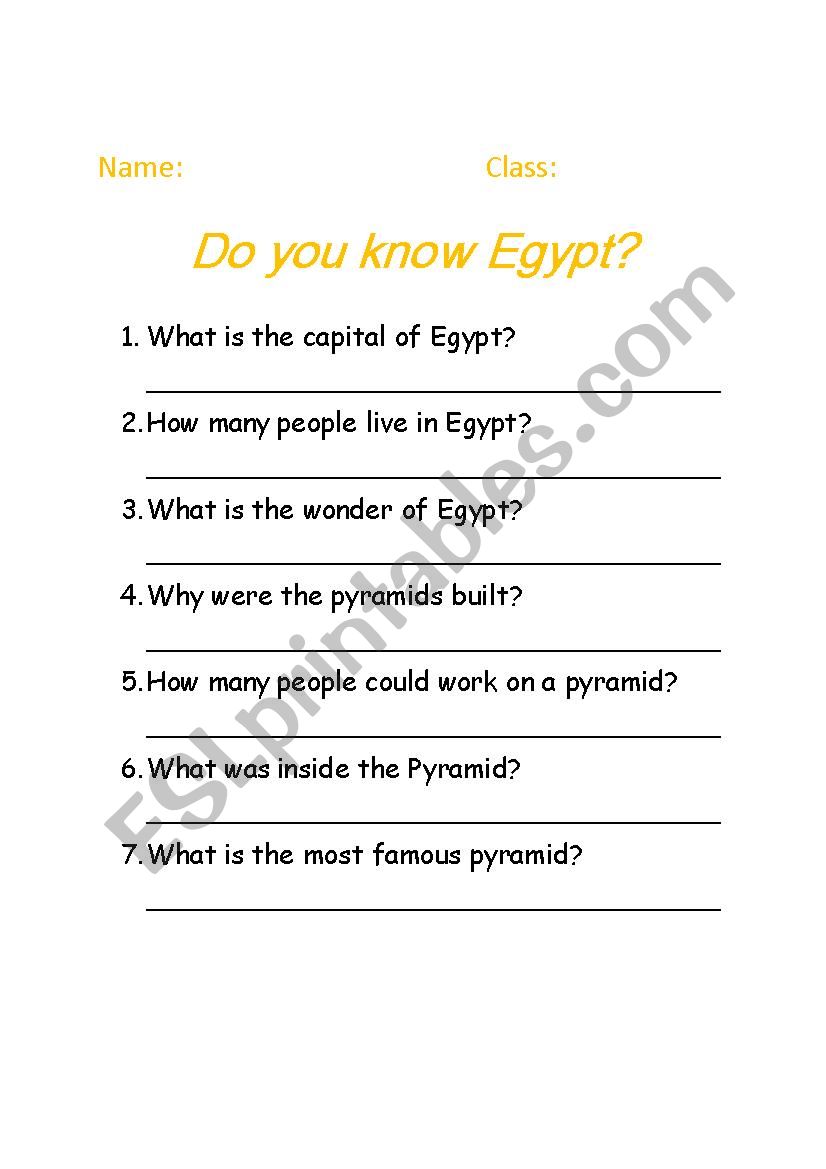 Egypt Worksheet worksheet