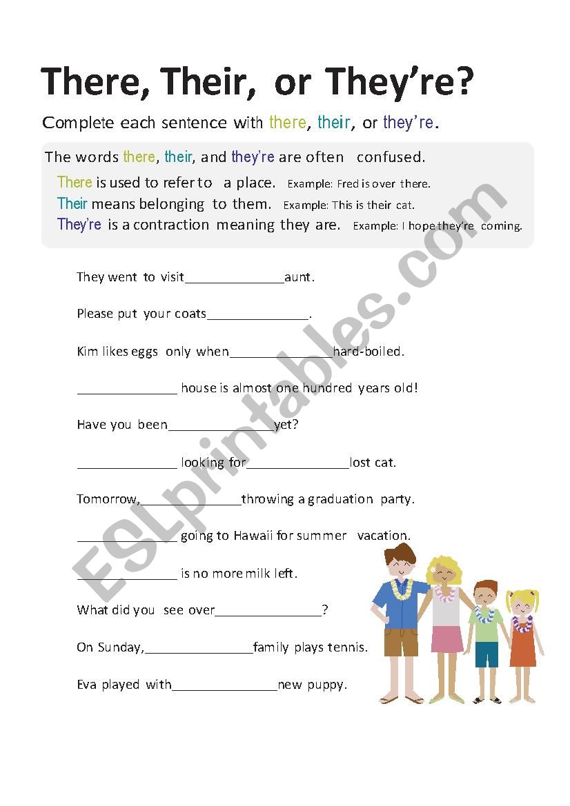 There Their Or They´re Esl Worksheet By Cards