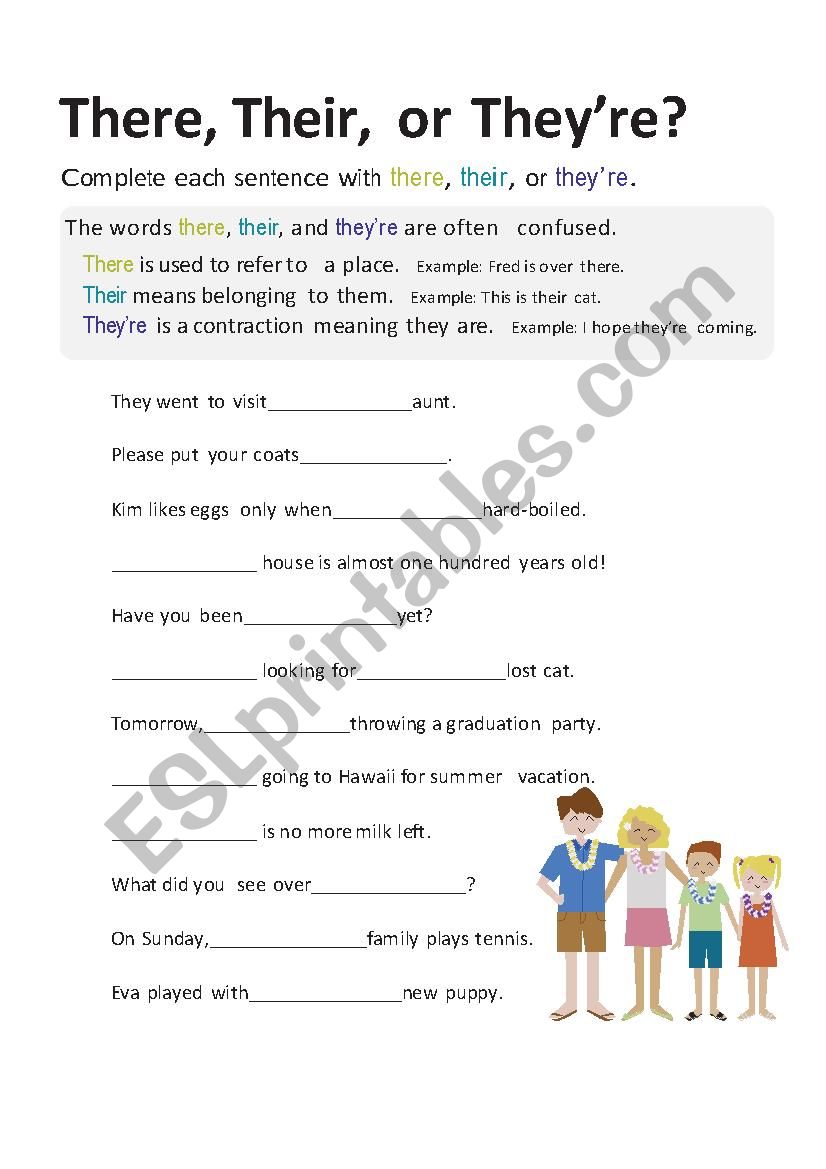 There, Their or Theyre worksheet
