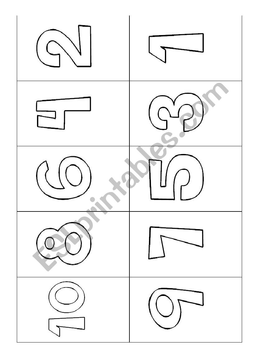 Numbers Flashcard 1-10 worksheet