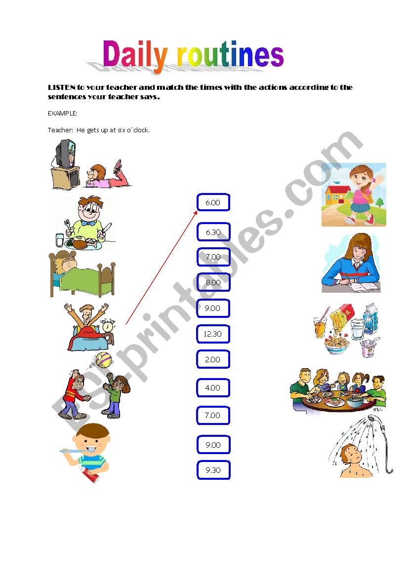 Daily routines worksheet