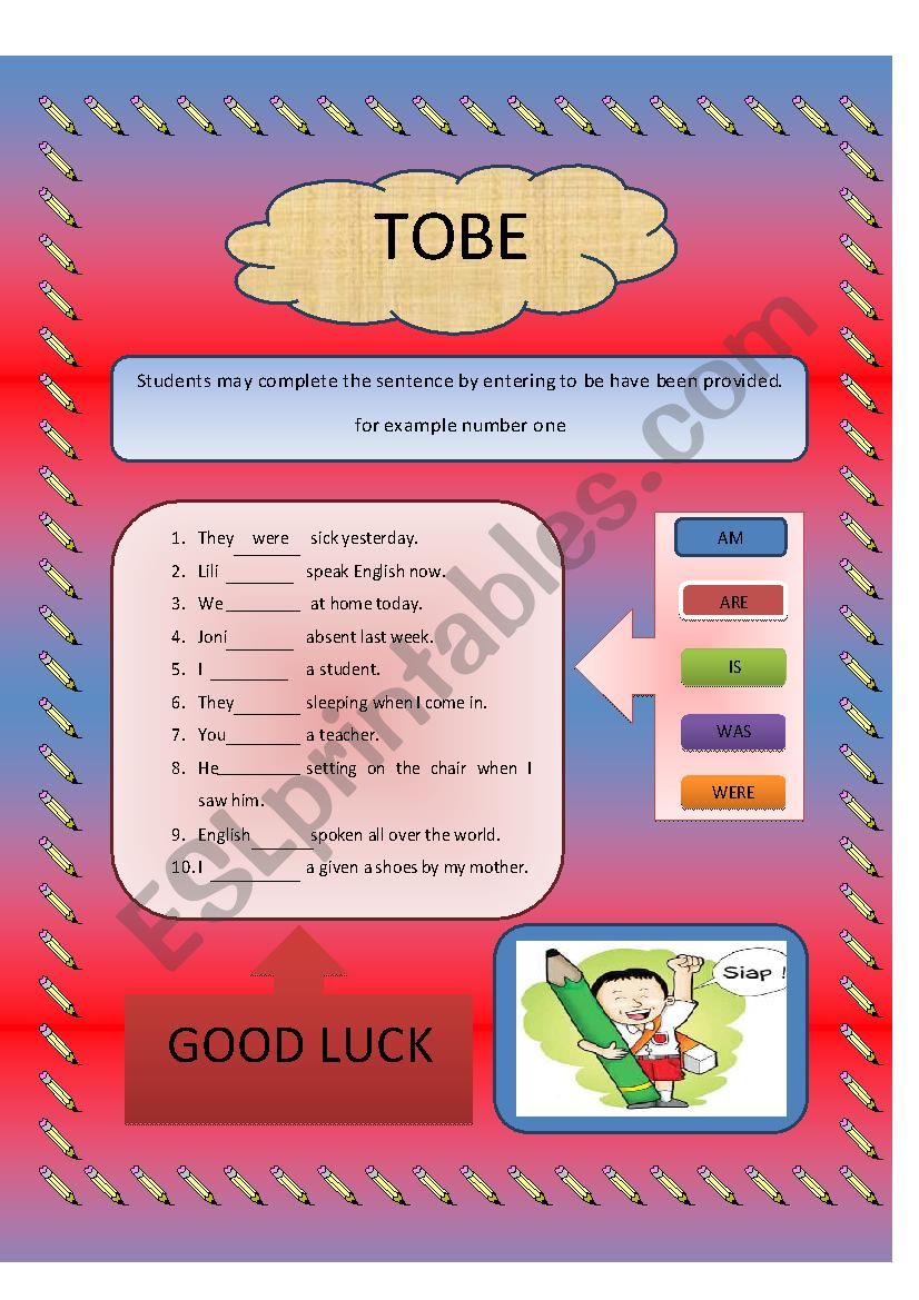 To Be worksheet