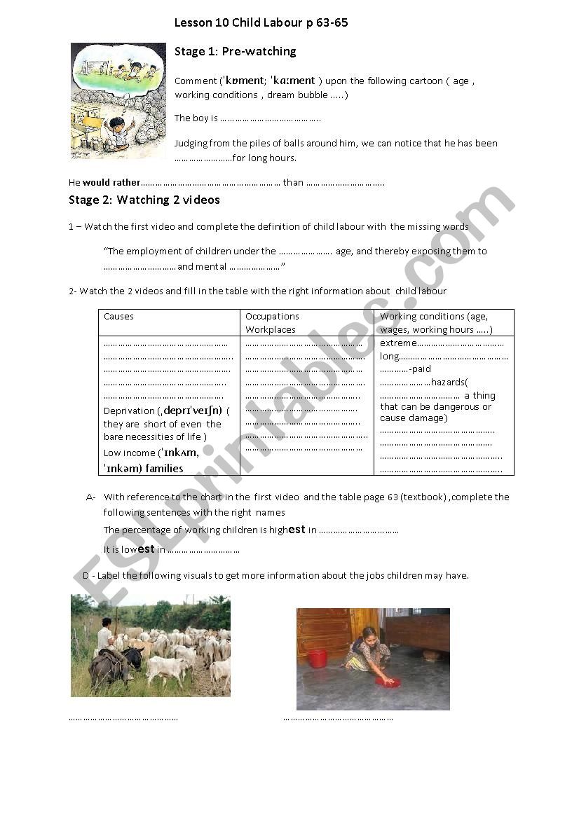 CHILD LABOUR worksheet