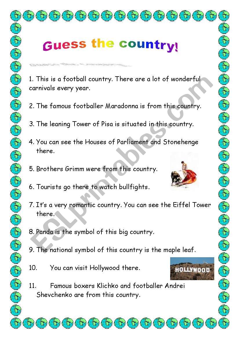 huh kaste De er Guess the country - ESL worksheet by Puga Olga