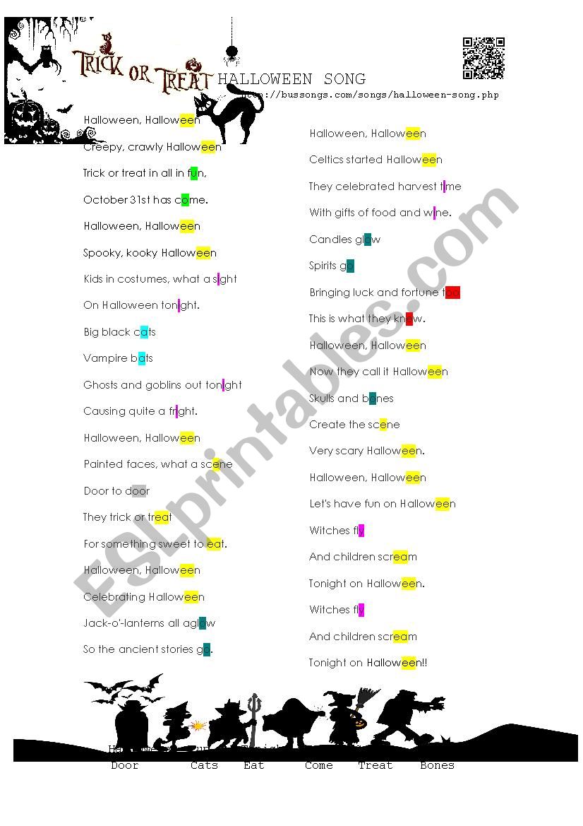 Halloween song worksheet