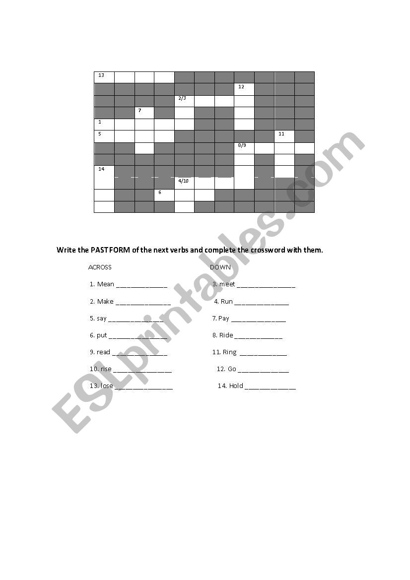 verbs past tense worksheet