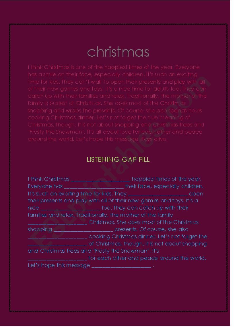 christmas worksheet