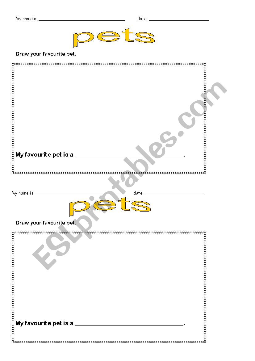 Draw your favourite pet worksheet