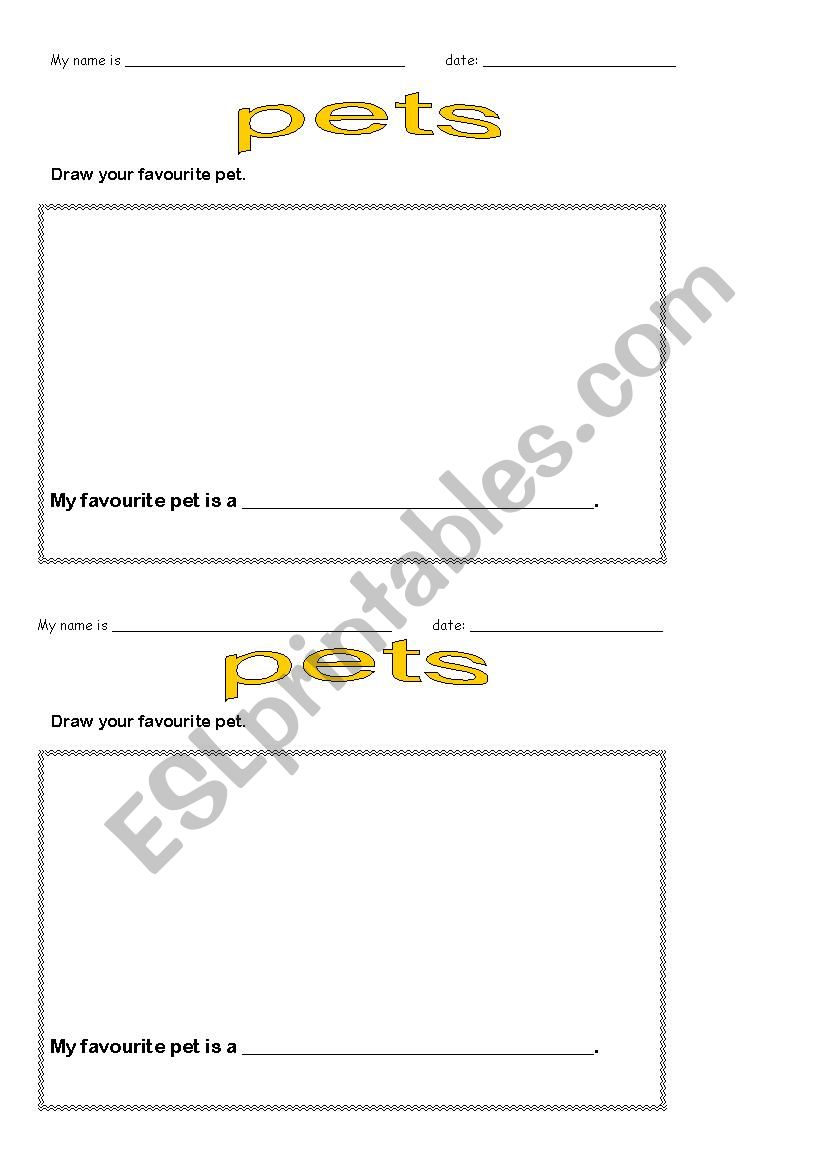 Draw your favourite pet worksheet