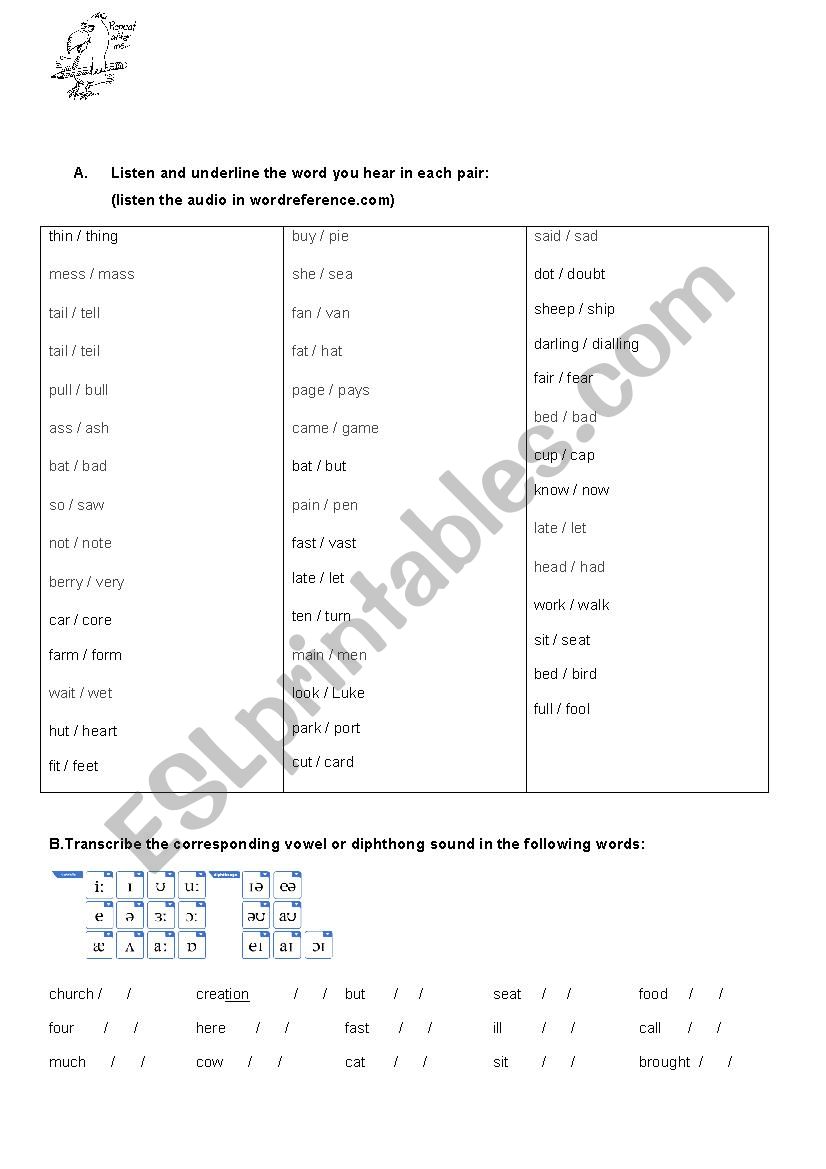 Pronunciation exercises worksheet