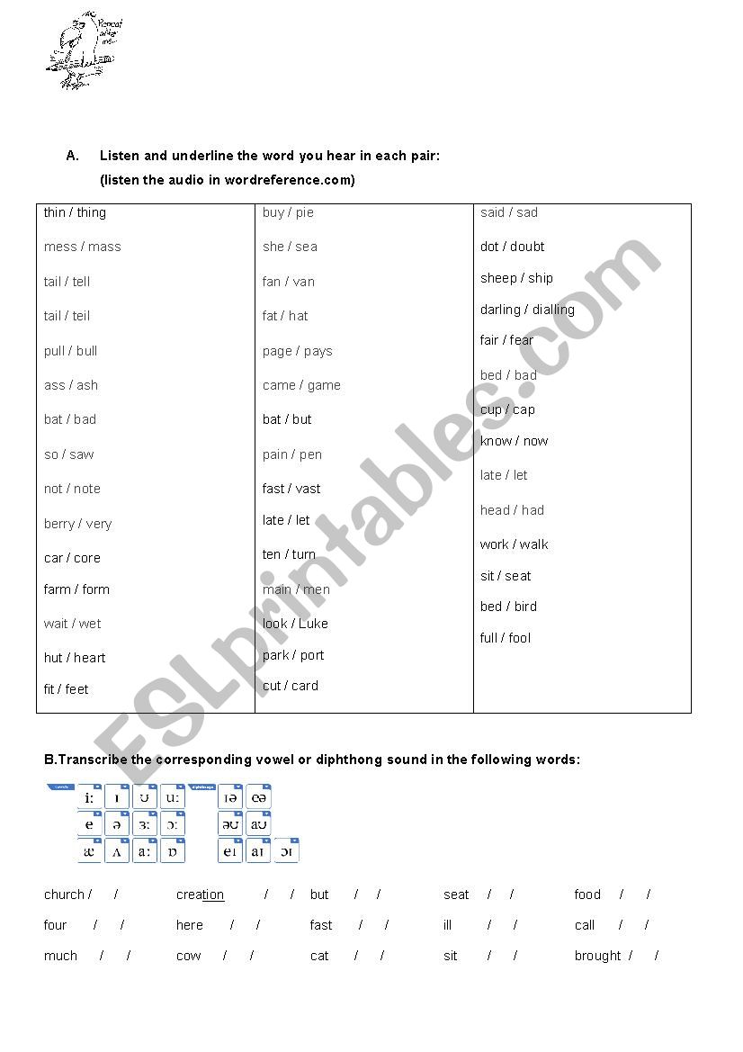 Pronunciation exercises worksheet