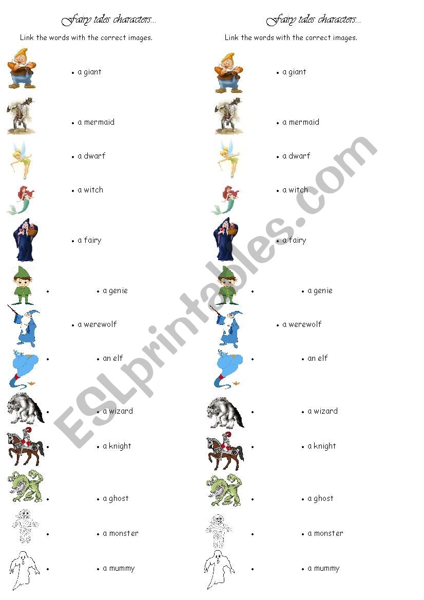 Fairy tale characters. worksheet