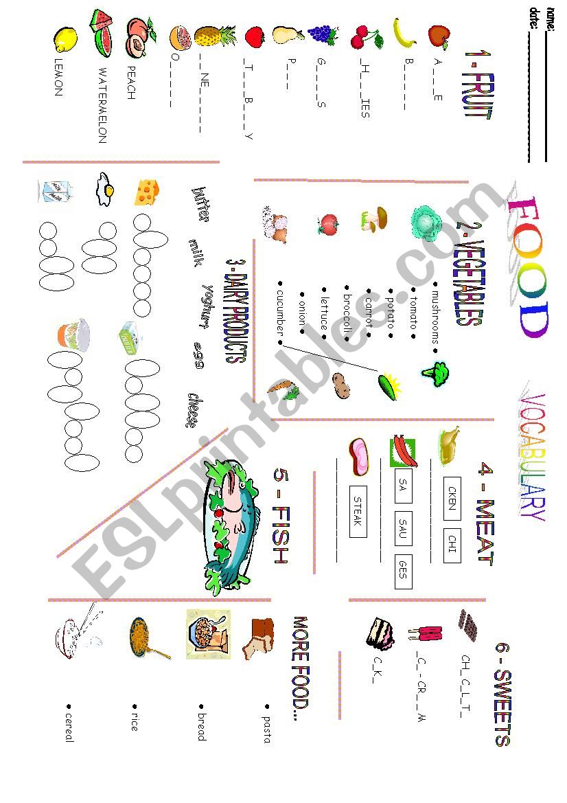 food worksheet