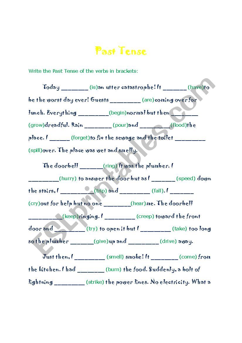 Change Past Tense To Present Tense Worksheets