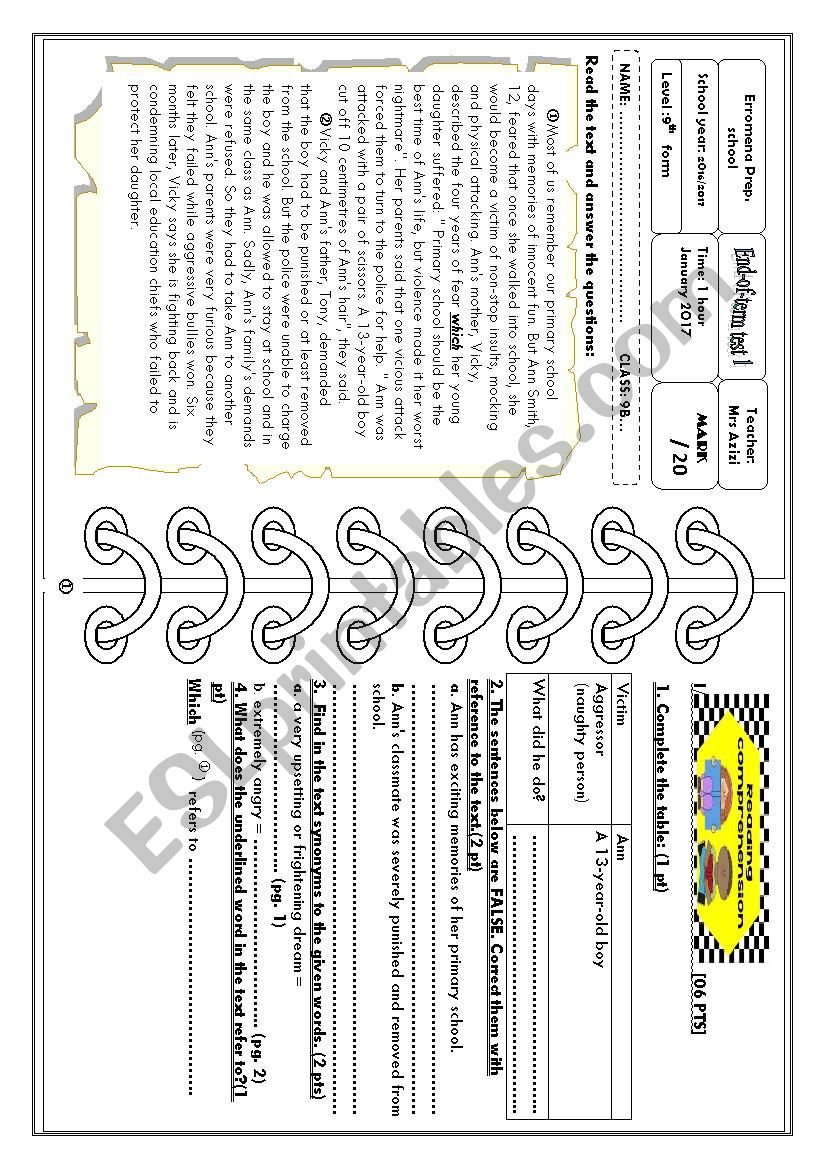 Full term-test worksheet