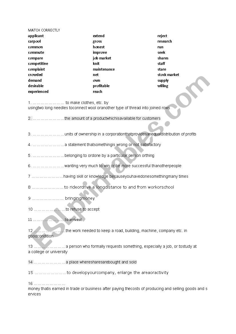 Business english  worksheet