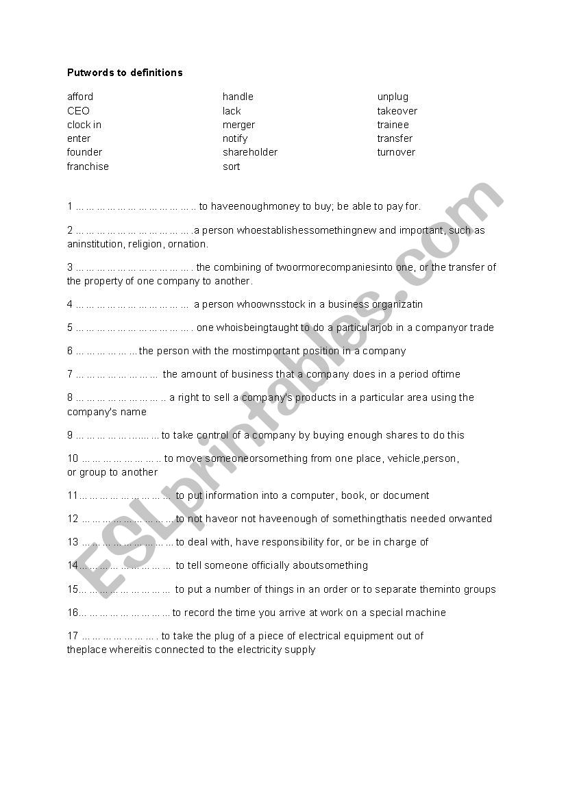 Business english  worksheet