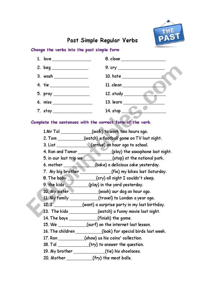 Past Simple Regular verbs worksheet