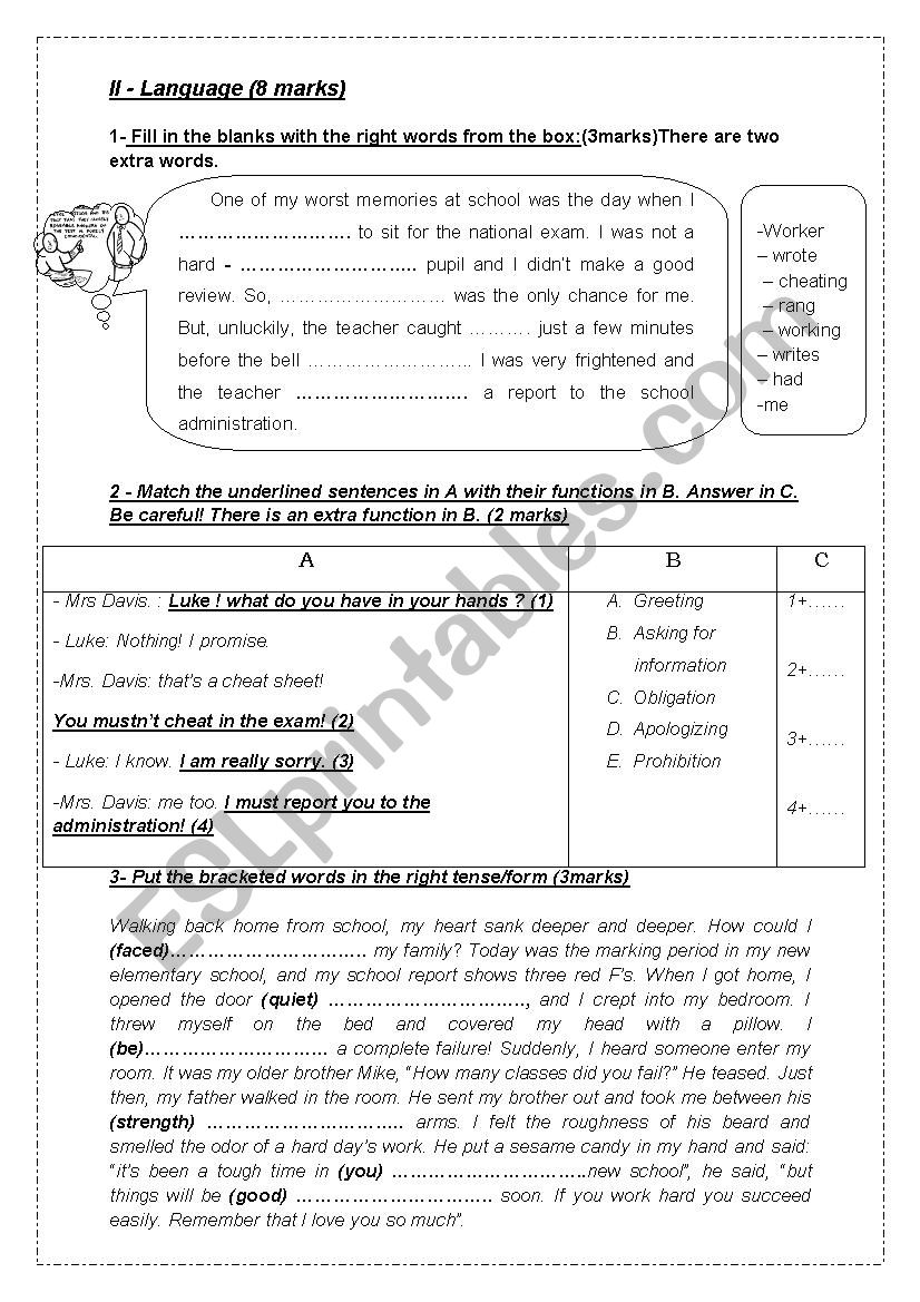 End of semester test1 9th forms