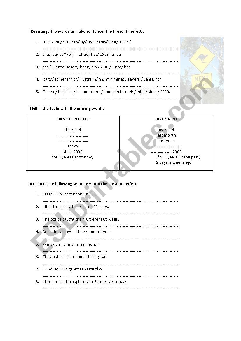 Tenses Revision worksheet